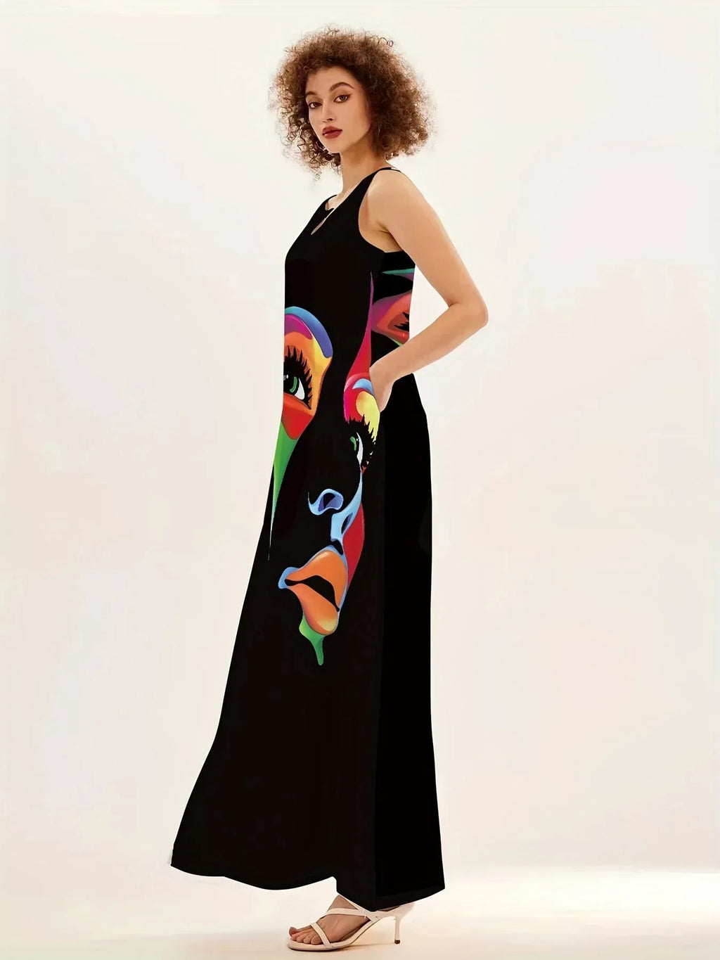 Magnolia | Abstract Face Maxi Dress - Sarah and Emma Portland