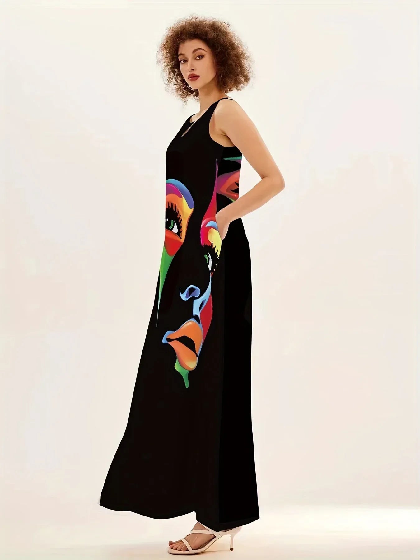 Magnolia | Abstract Face Maxi Dress - Sarah and Emma Portland