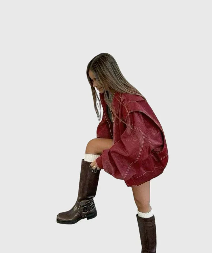 Faye™ - Oversized Leather Jacket - Sarah and Emma Portland