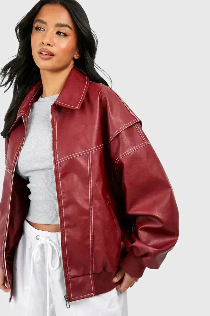 Faye™ - Oversized Leather Jacket - Sarah and Emma Portland