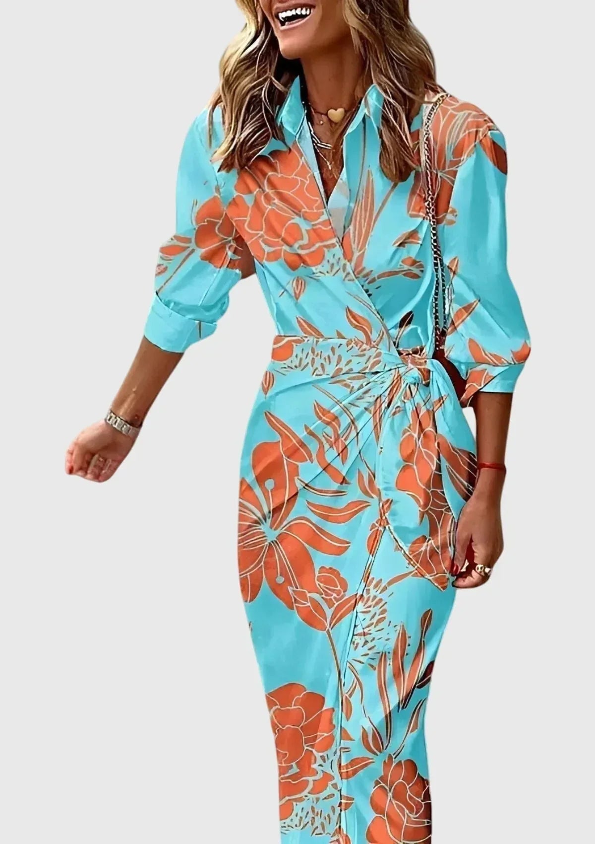 Everly™ | Elegant Wrap Dress with Print - Sarah and Emma Portland