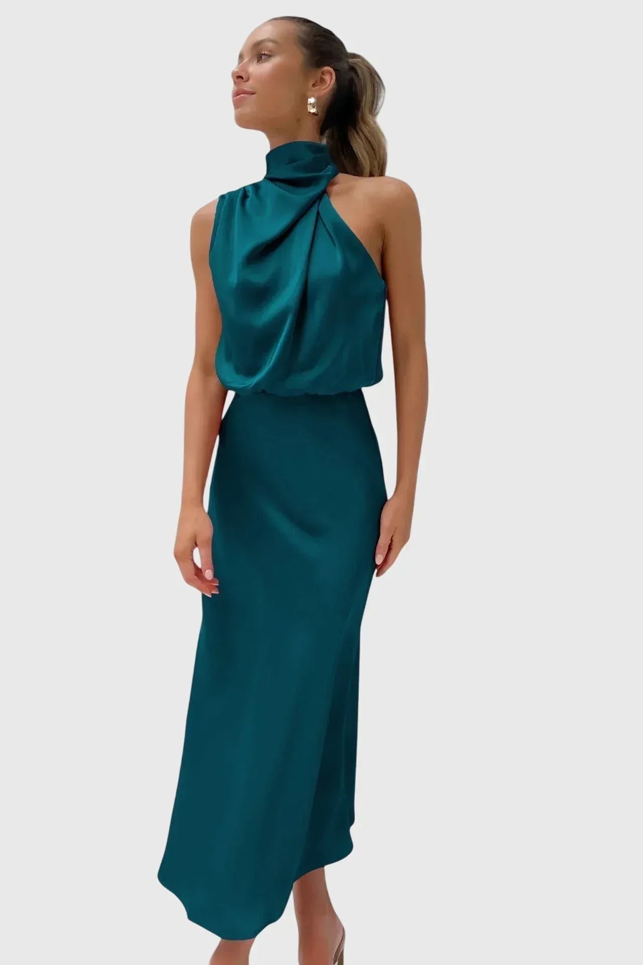Ava™ | Glamorous Satin Halter Dress - Sarah and Emma Portland