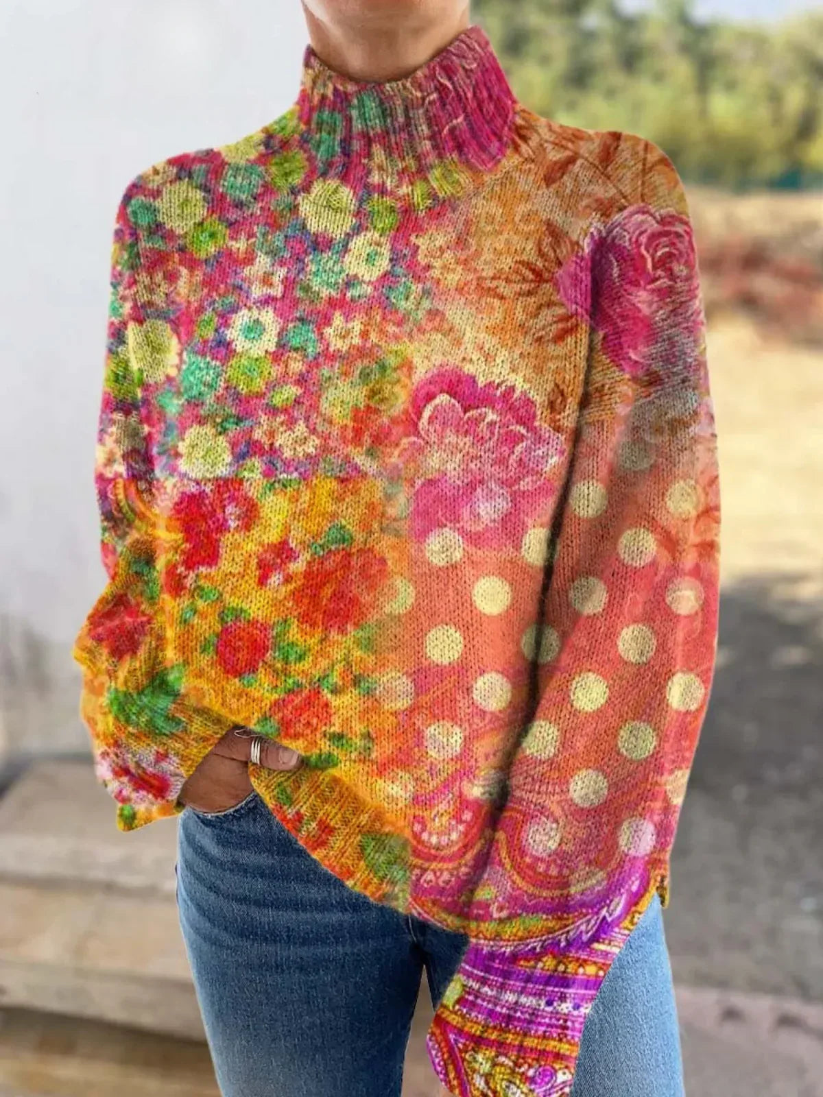 Amelia | Floral Polka Dot Knitted Sweater - Sarah and Emma Portland