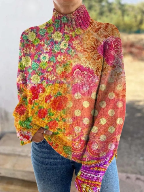 Amelia | Floral Polka Dot Knitted Sweater - Sarah and Emma Portland
