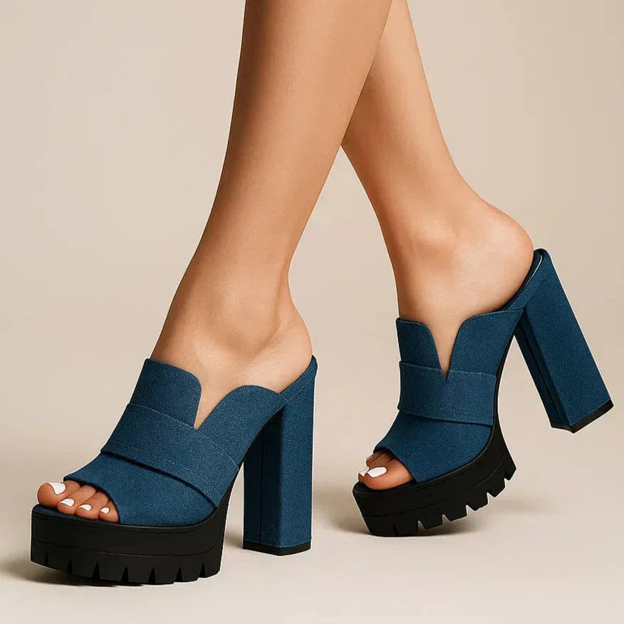 DELILAH DENIM HEELS - Sarah and Emma Portland
