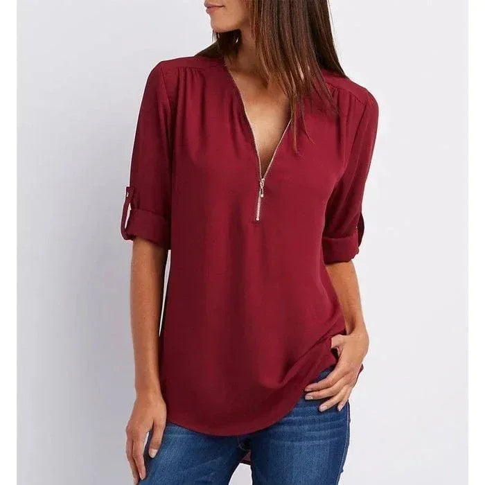 Gwen | Chic Zipper Blouse - Sarah and Emma Portland