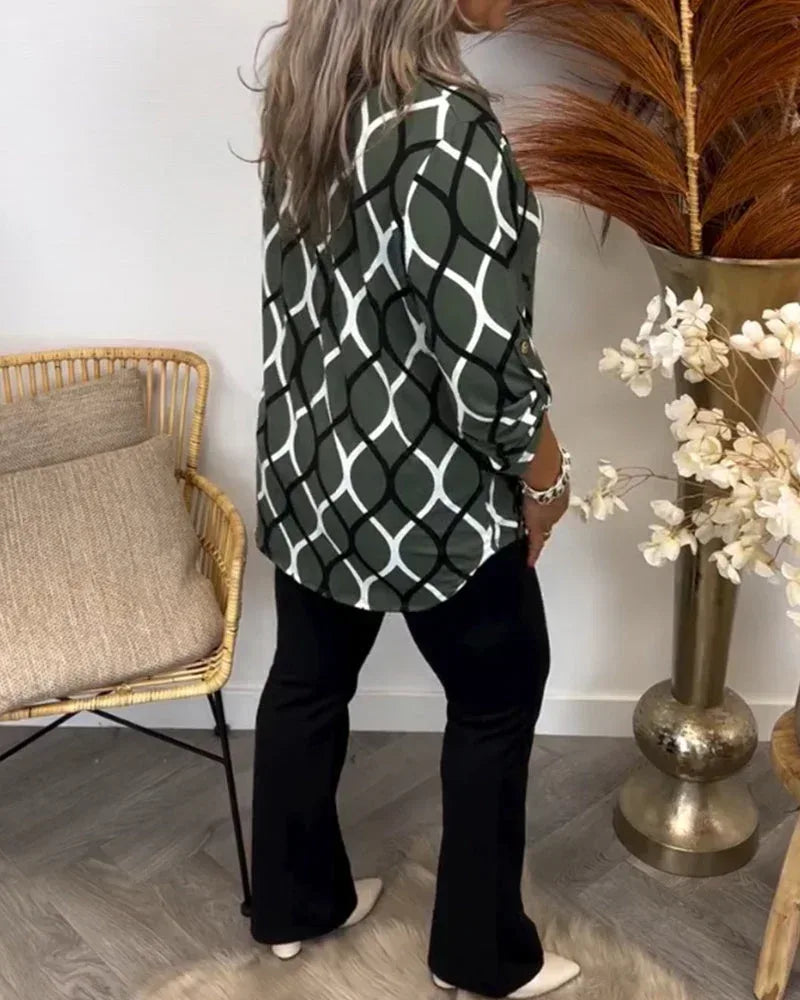 Janny™ | Casual Blouse with Long Sleeves and Elegant Pattern - Sarah and Emma Portland