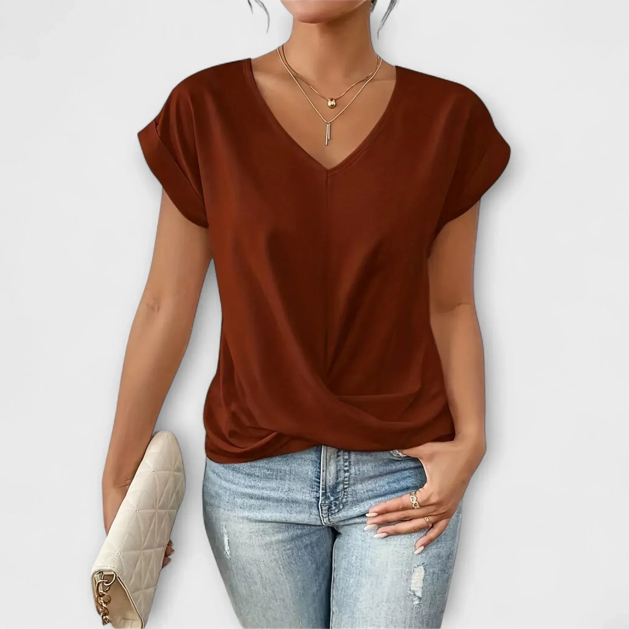 Carlinda | Elegant V-neck Top - Sarah and Emma Portland