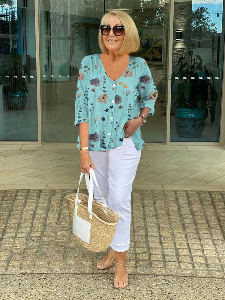 Joanne | Printed Button Tunic Top - Sarah and Emma Portland