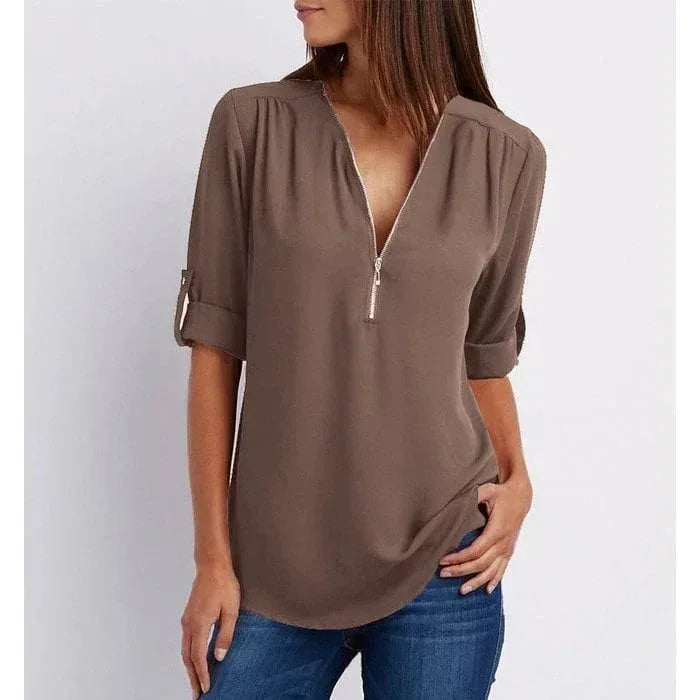 Gwen | Chic Zipper Blouse - Sarah and Emma Portland