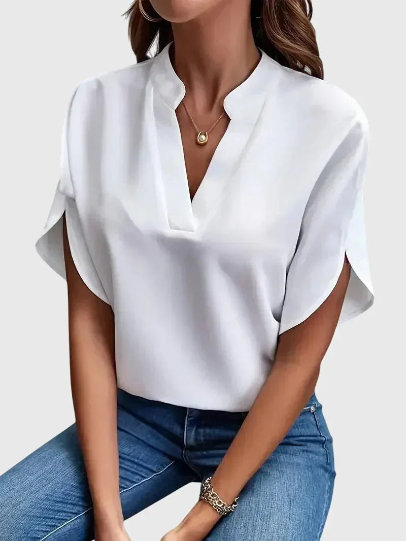 Beatrix | Soft and Elegant V-Neck Shirt - Sarah and Emma Portland