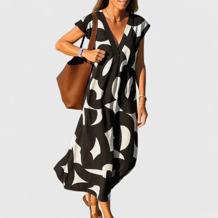 Koralia | Sophisticated V-Neck Dress - Sarah and Emma Portland