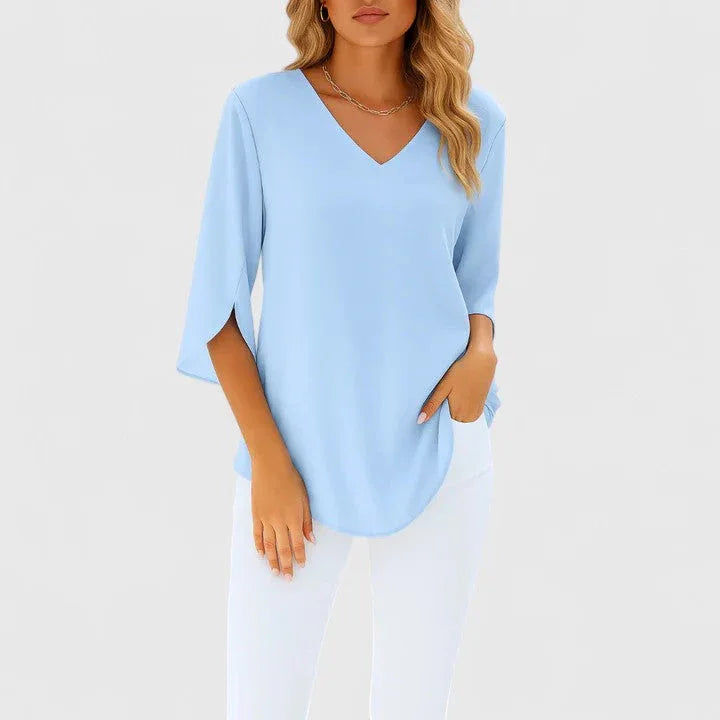 Violetta™ | Sophisticated V-Neck Blouse - Sarah and Emma Portland