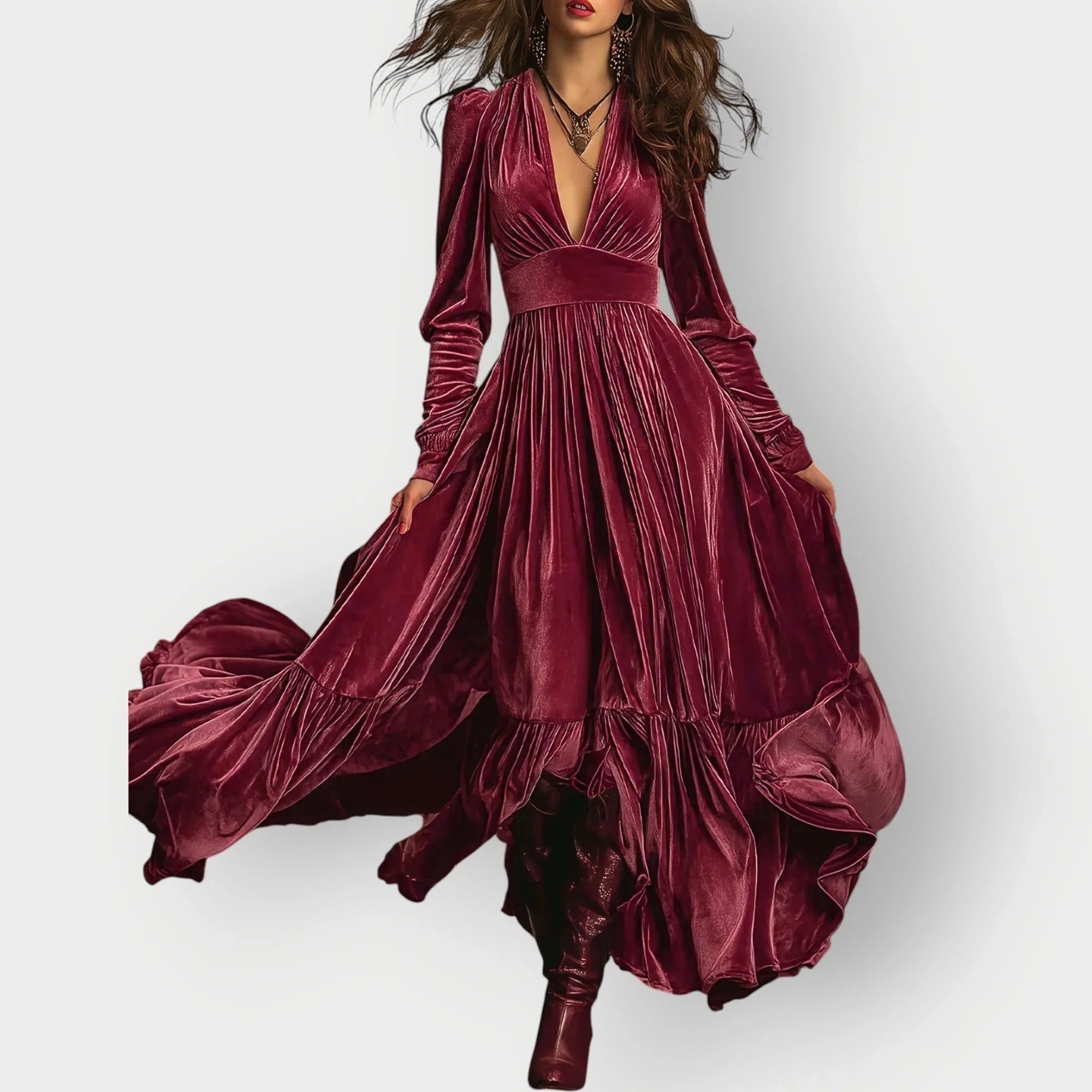 Alorae | Vintage A-Line Velvet Maxi Dress - Sarah and Emma Portland