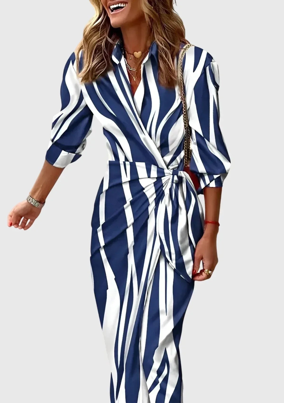 Everly™ | Elegant Wrap Dress with Print - Sarah and Emma Portland
