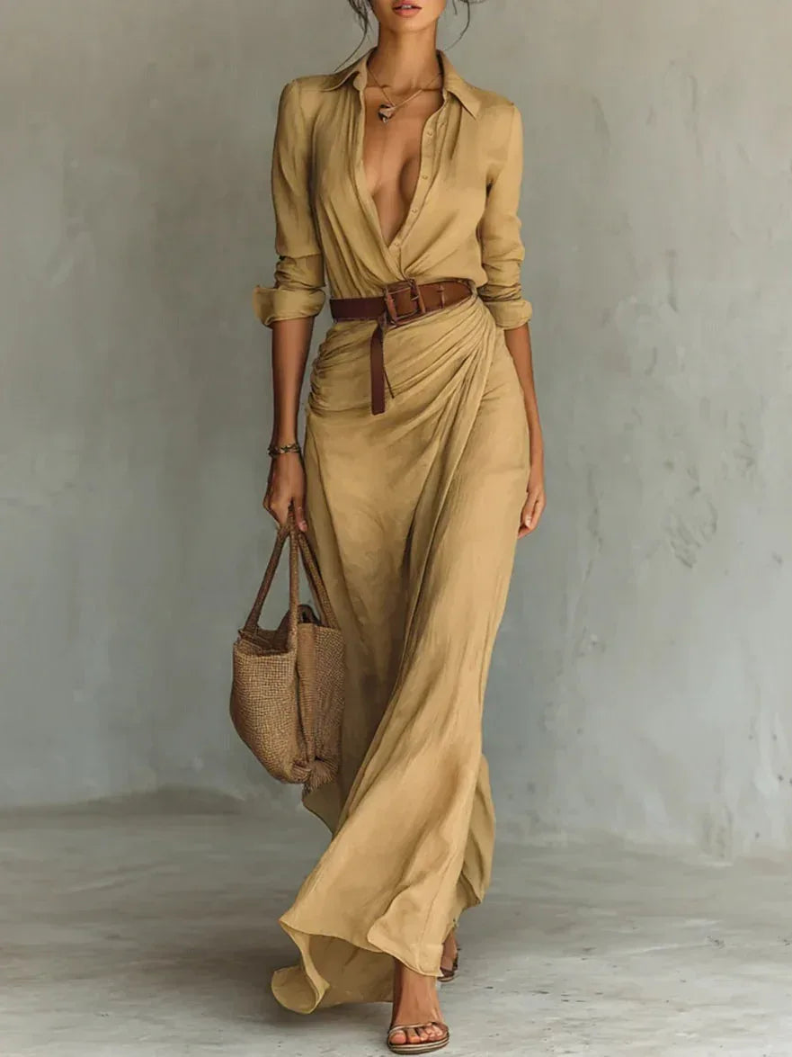 Gwen™ Elegant Casual Shirt Dress + FREE Belt - Sarah and Emma Portland