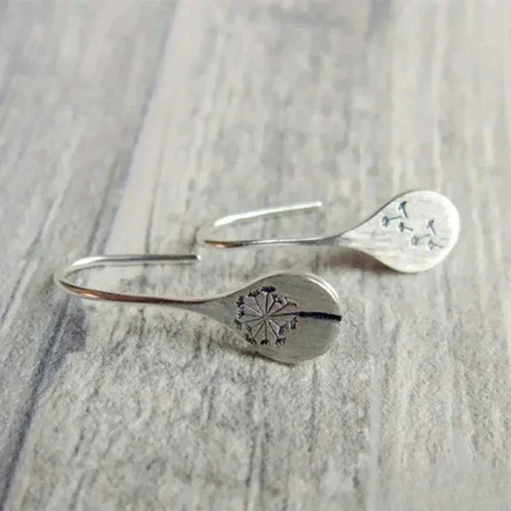 Elegant Silver Earrings in Dandelion Leaf Design - Sarah and Emma Portland