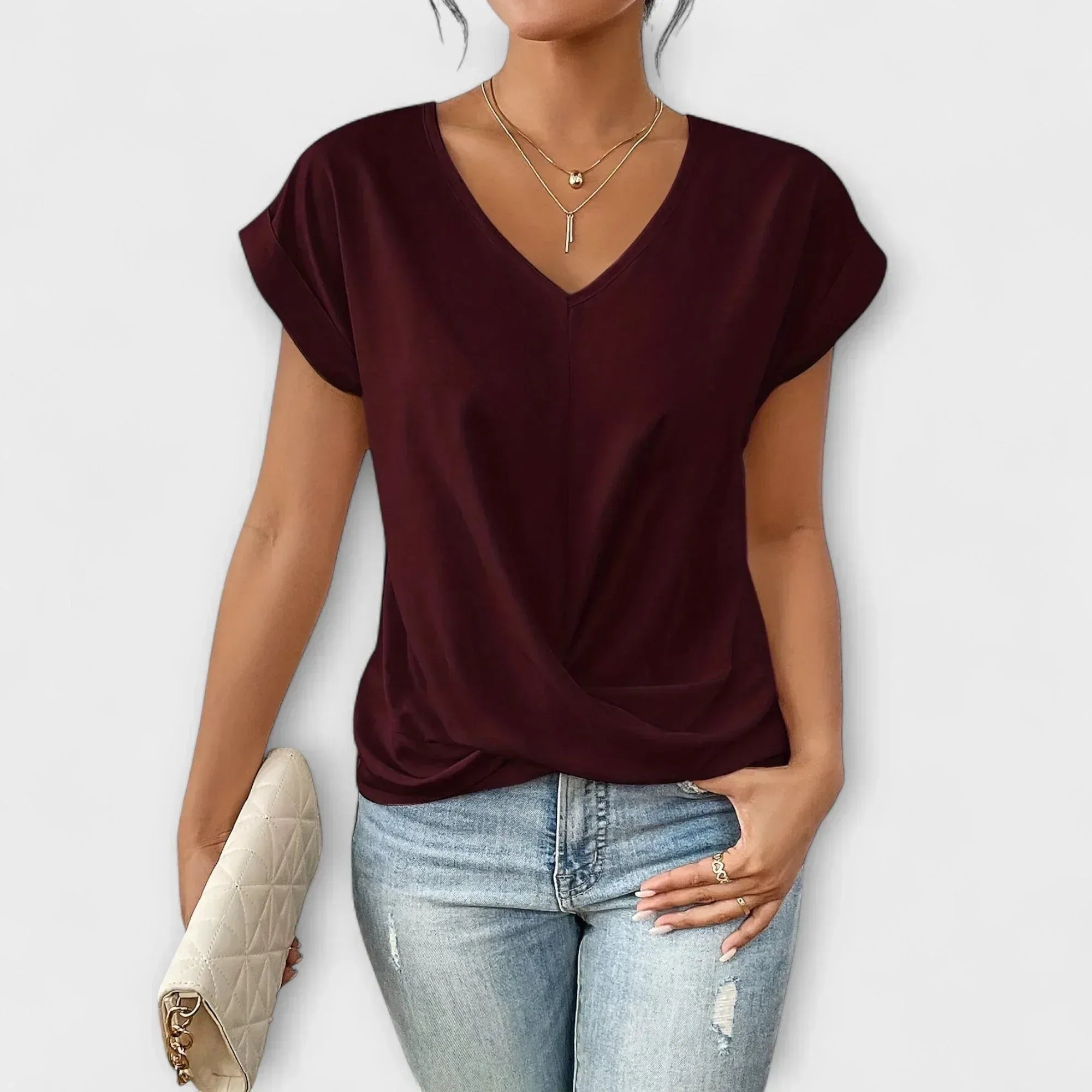 Carlinda | Elegant V-neck Top - Sarah and Emma Portland