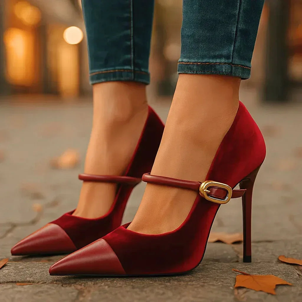 ARIETTE VELVET HEELS - Sarah and Emma Portland