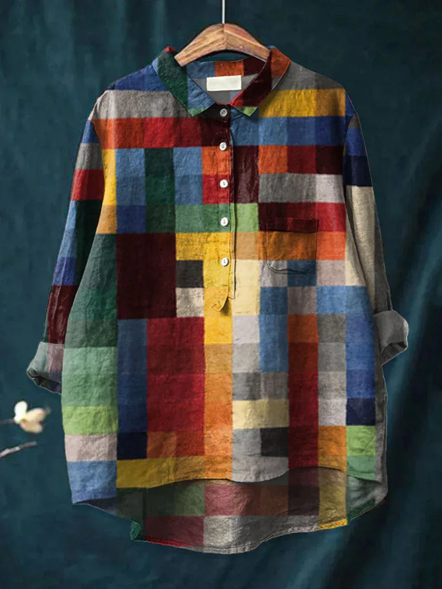 Iris | Color Block Print Shirt - Sarah and Emma Portland