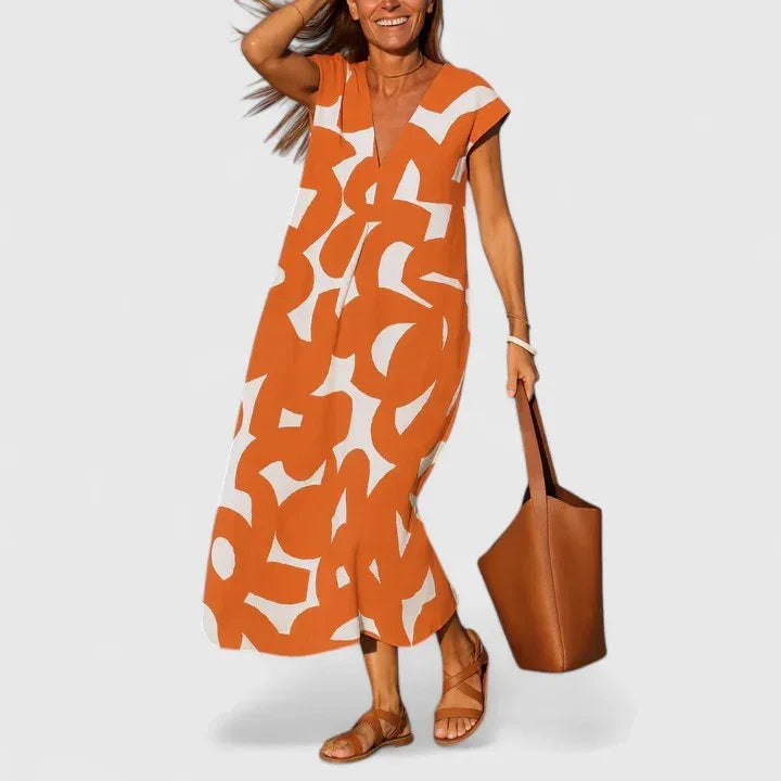 Koralia | Sophisticated V-Neck Dress - Sarah and Emma Portland