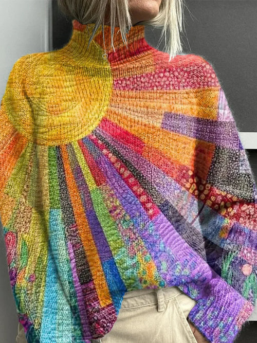 Alice | Colourful Sun Collage Print Turtleneck - Sarah and Emma Portland
