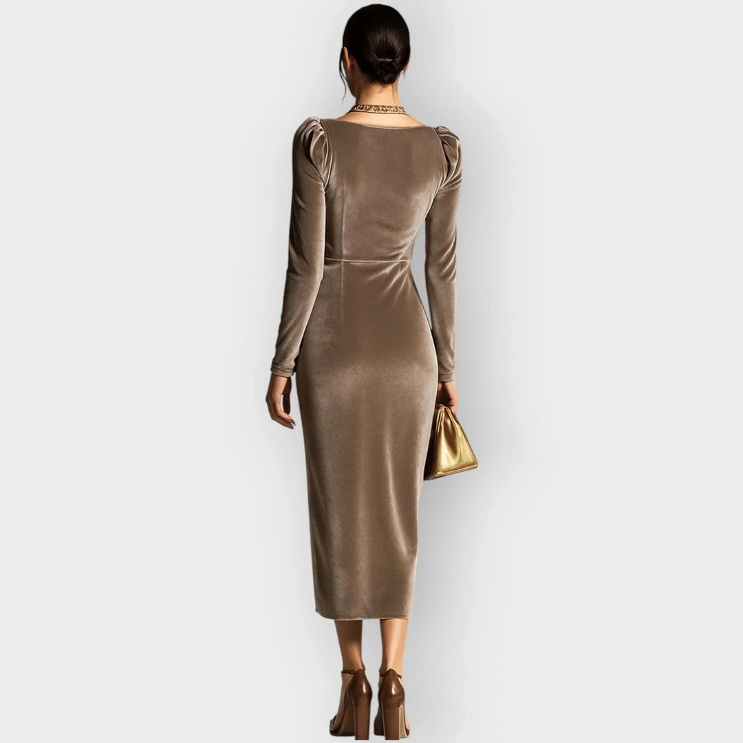 Tynara | Luxe Velvet Draped Evening Dress - Sarah and Emma Portland