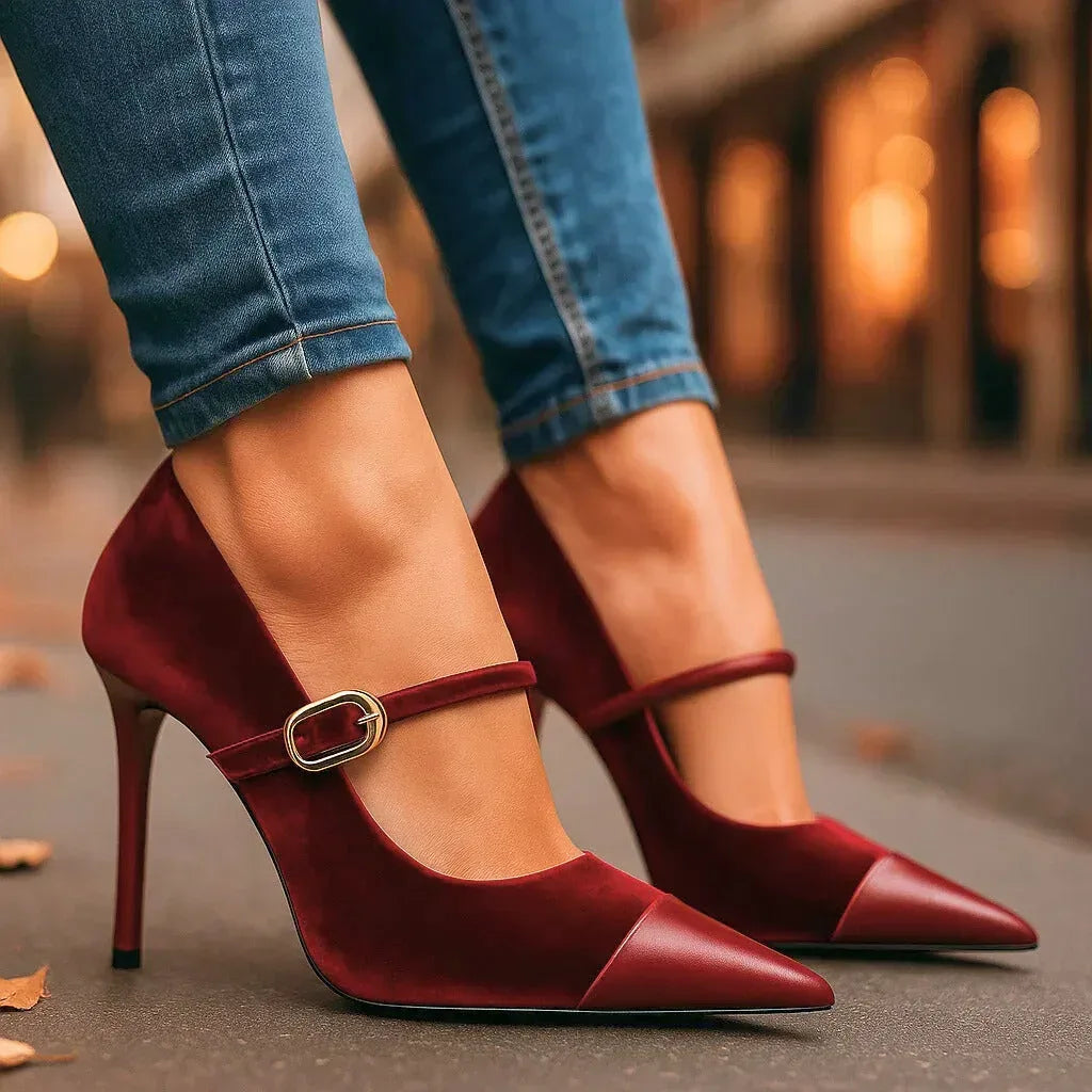 ARIETTE VELVET HEELS - Sarah and Emma Portland
