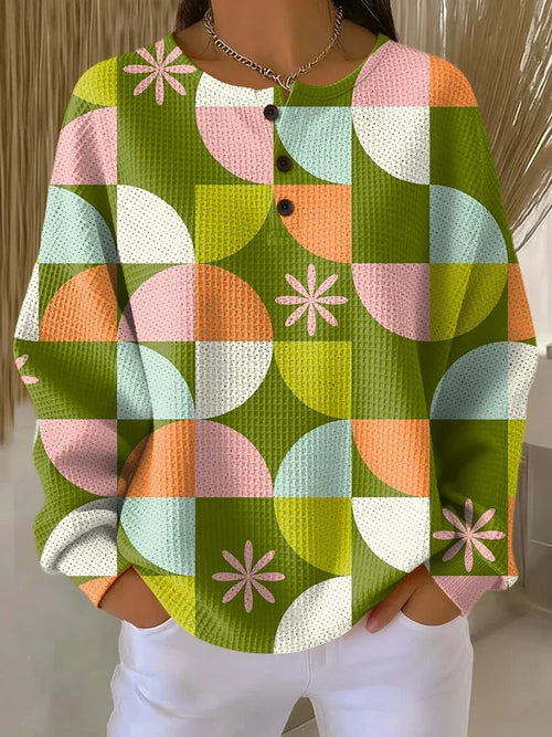 Arelvyn | Sweater with Abstract Checkered Pattern - Sarah and Emma Portland