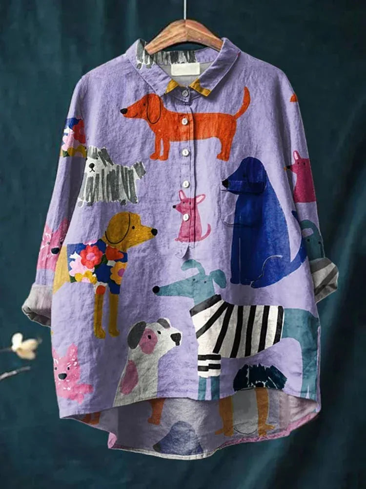 Emma | Colorful Pups Shirt - Sarah and Emma Portland