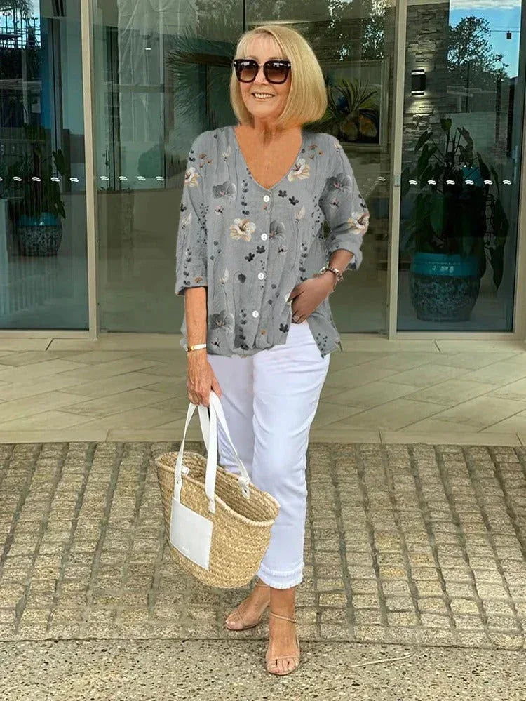 Joanne | Printed Button Tunic Top - Sarah and Emma Portland