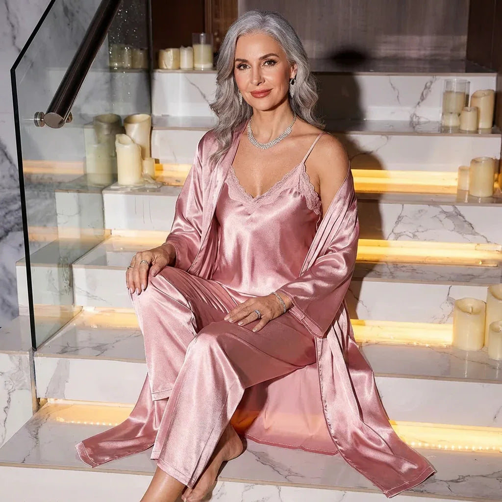 Isabella | 3-Piece Satin Robe Nightwear Set