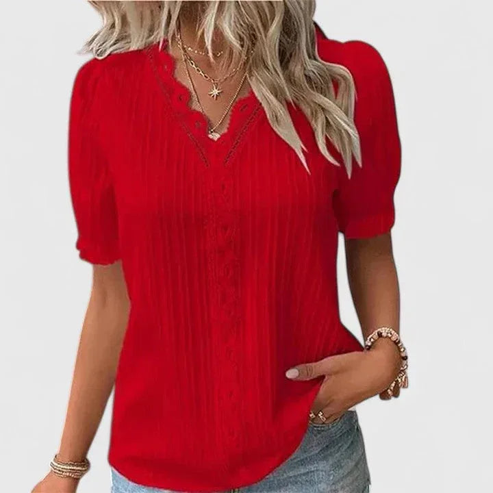 Avienne | Elegant V-Neck Blouse - Sarah and Emma Portland