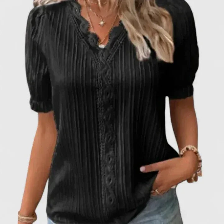Avienne | Elegant V-Neck Blouse - Sarah and Emma Portland