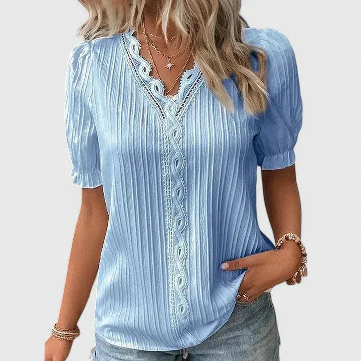 Avienne | Elegant V-Neck Blouse - Sarah and Emma Portland
