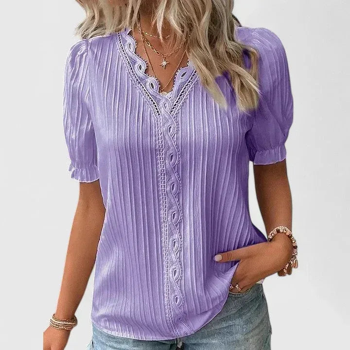 Avienne | Elegant V-Neck Blouse - Sarah and Emma Portland