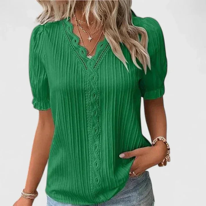 Avienne | Elegant V-Neck Blouse - Sarah and Emma Portland