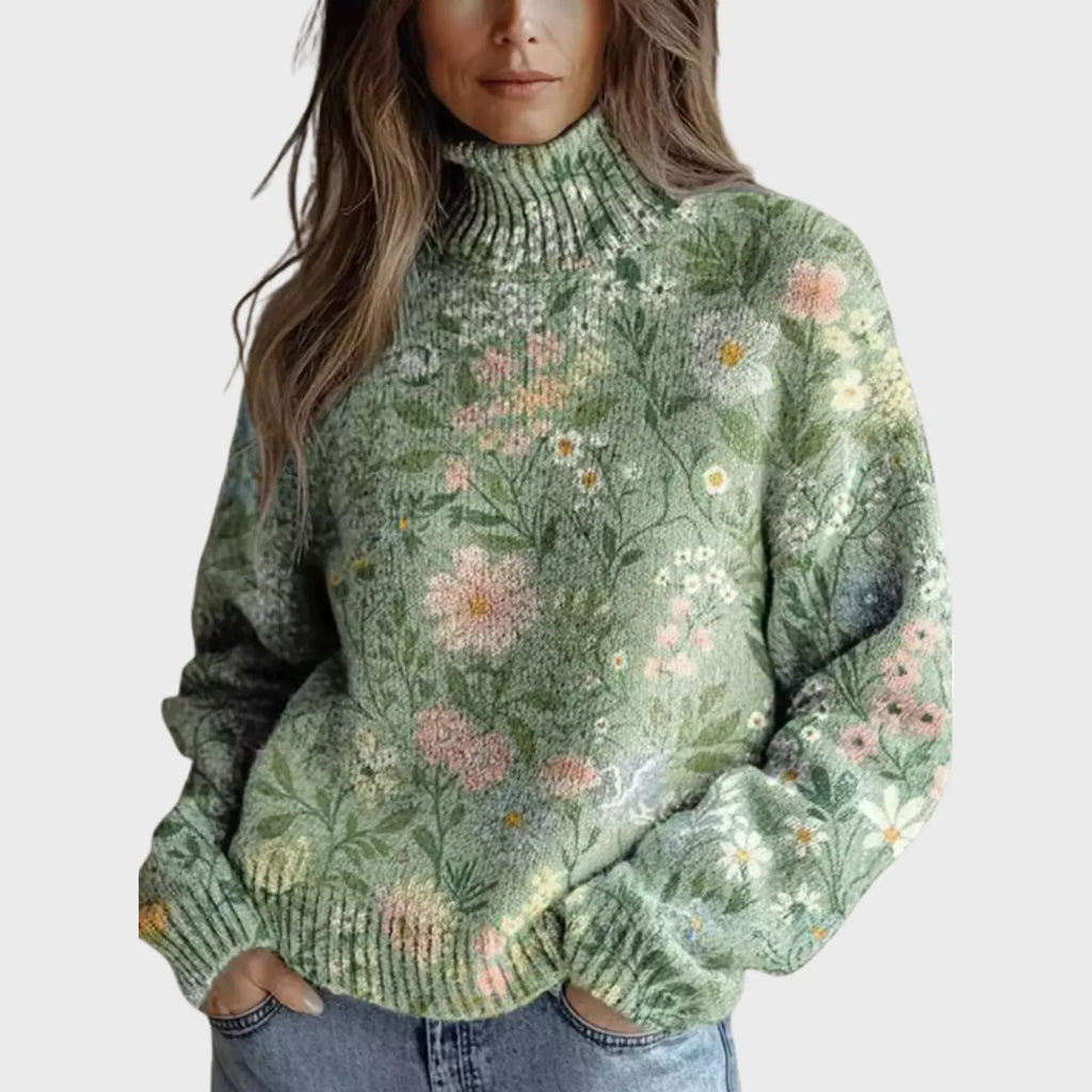 Jessie | Cozy Floral Turtleneck Sweater - Sarah and Emma Portland