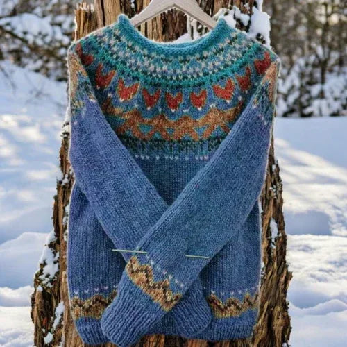 Imogen – Knitted Sweater with Traditional Pattern - Sarah and Emma Portland