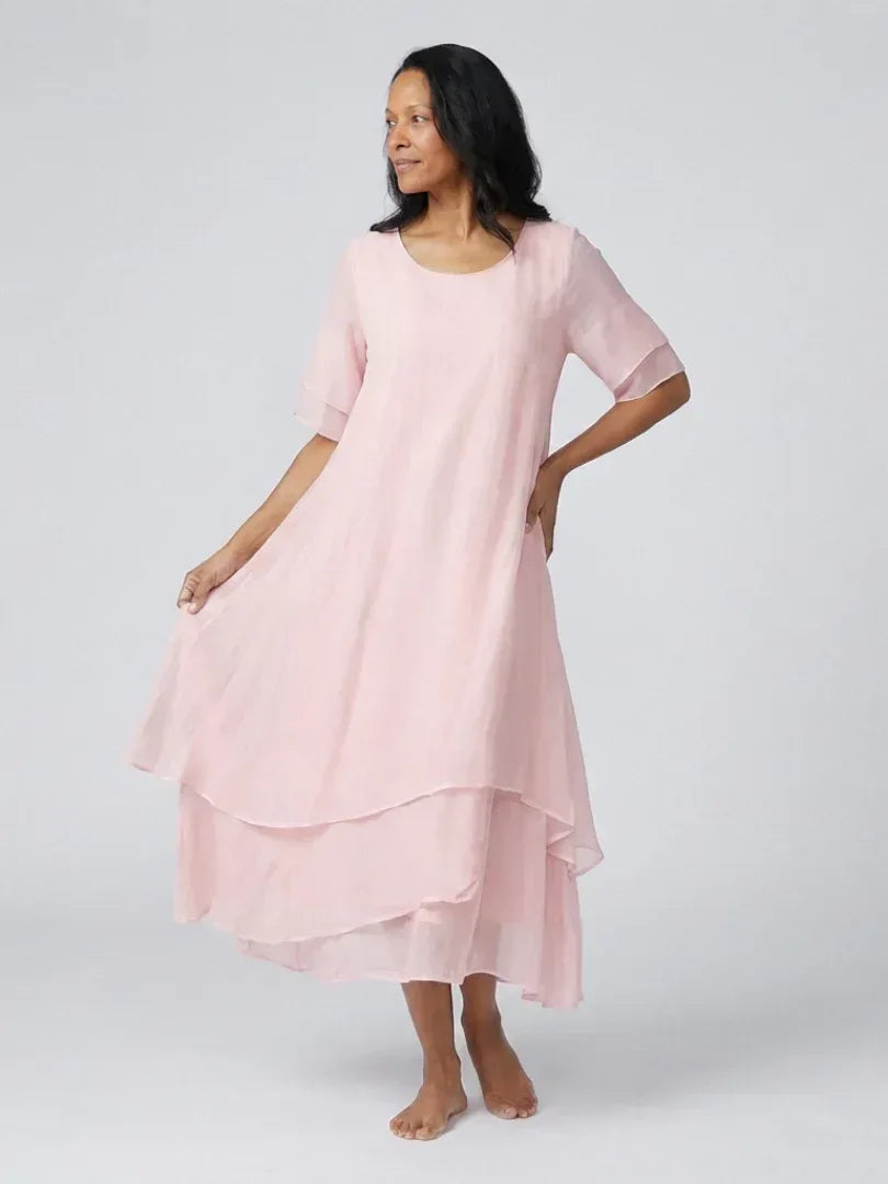 Clara | Short Sleeve Layered Midi Dress - Sarah and Emma Portland