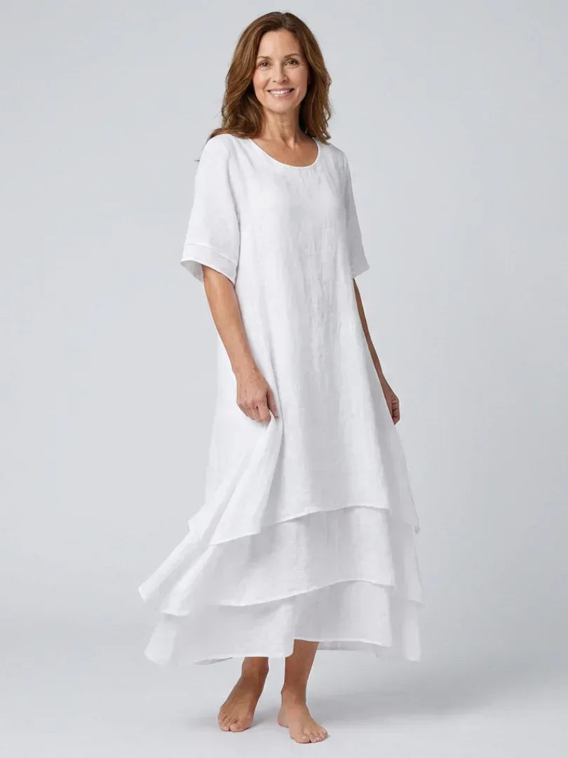 Clara | Short Sleeve Layered Midi Dress - Sarah and Emma Portland