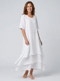Clara | Short Sleeve Layered Midi Dress - Sarah and Emma Portland