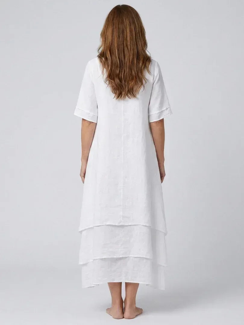 Clara | Short Sleeve Layered Midi Dress - Sarah and Emma Portland