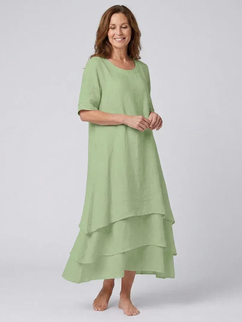 Clara | Short Sleeve Layered Midi Dress - Sarah and Emma Portland
