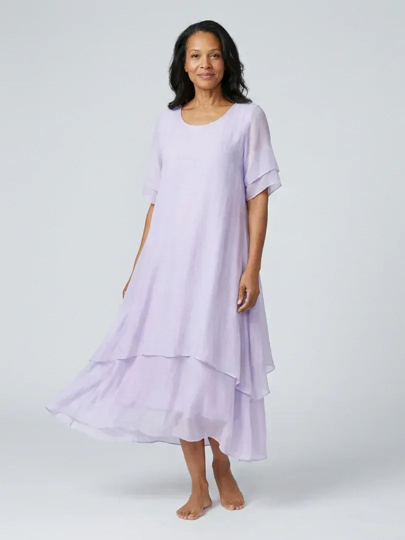 Clara | Short Sleeve Layered Midi Dress - Sarah and Emma Portland