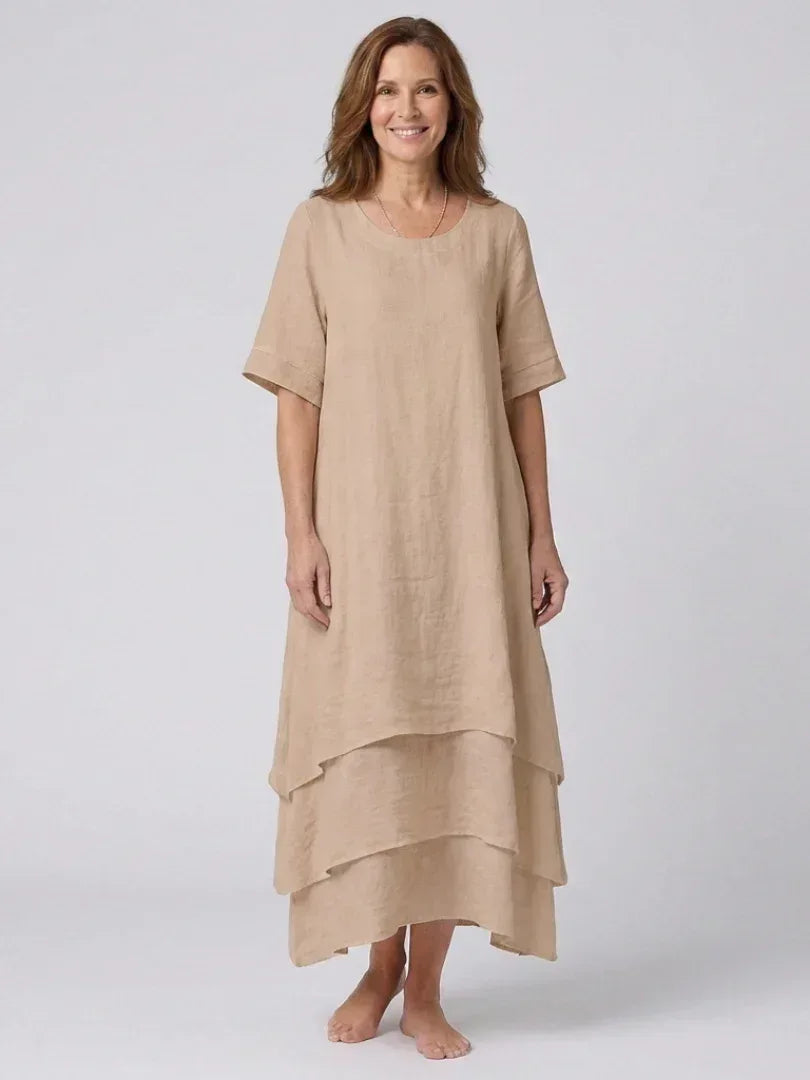 Clara | Short Sleeve Layered Midi Dress - Sarah and Emma Portland