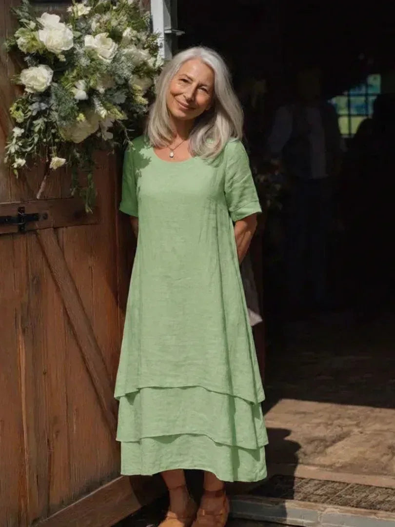 Clara | Short Sleeve Layered Midi Dress - Sarah and Emma Portland
