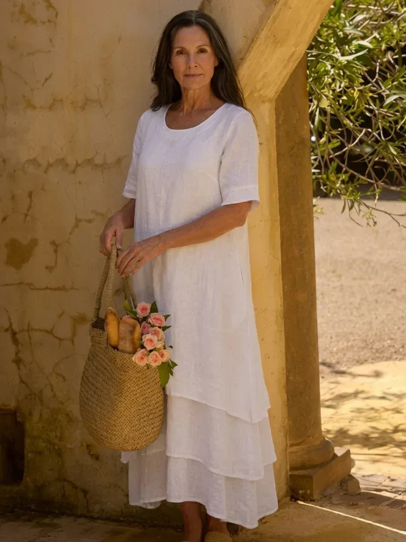 Clara | Short Sleeve Layered Midi Dress - Sarah and Emma Portland