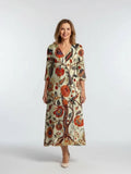 Corisande | V Neck Long Sleeve Floral Midi Dress