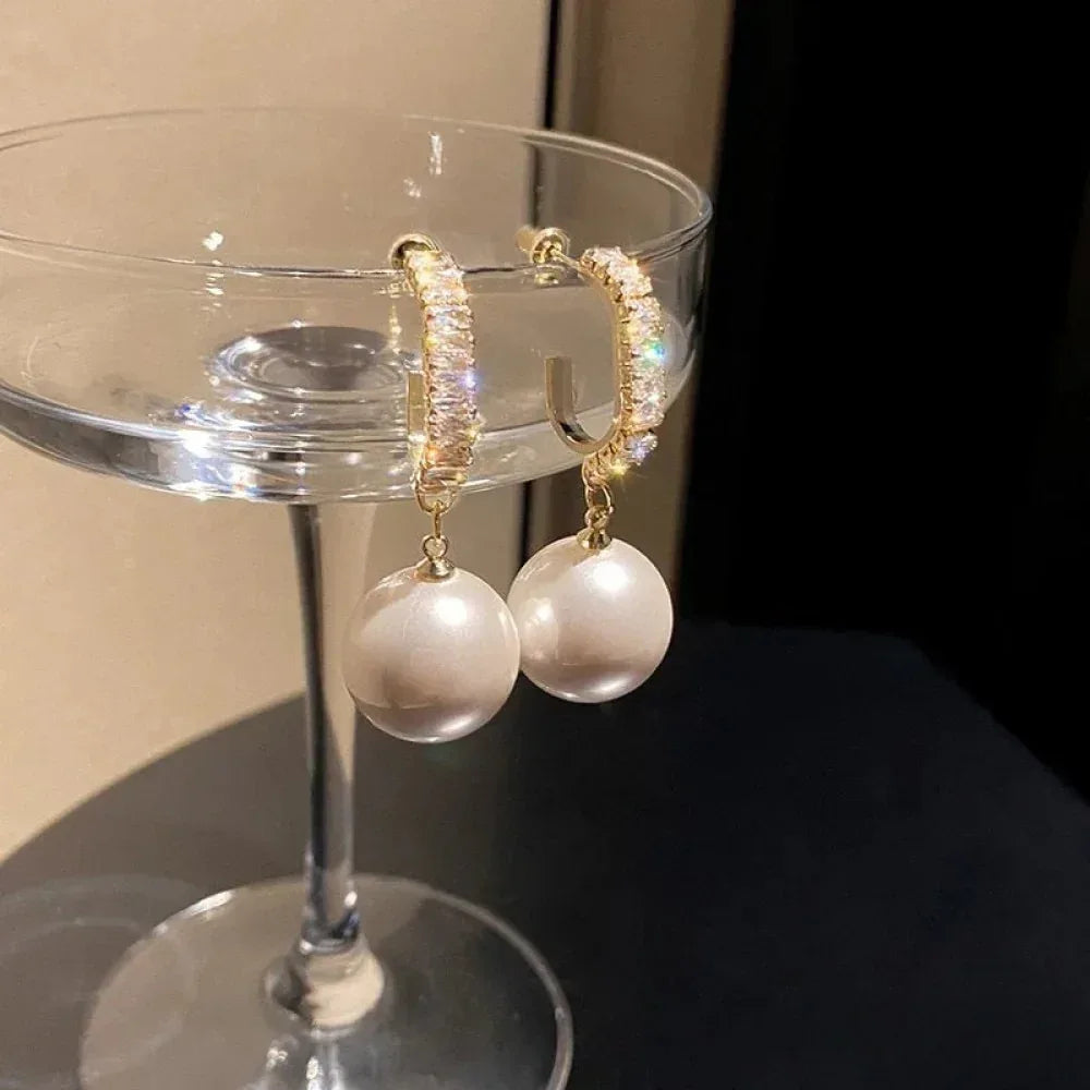 Elegant Earrings with Pearls and Zirconia - Sarah and Emma Portland